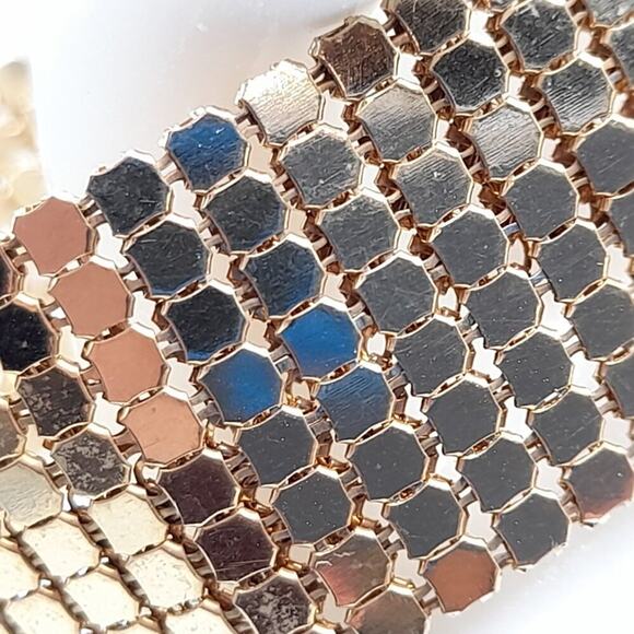 Vintage Gold Mesh Wide Classic Bracelet, Gold Tone, 6 3/4 Inches - Picture 4 of 11